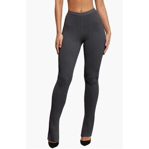 House of CB London Mitzi Rib Leggings in Dark Grey Ribbed Elastic Stretch Slit